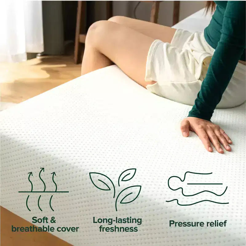 Materasso matrimoniale da 20 cm in memory foam al tè verde, senza fibra di vetro, rigidità media, sollievo dalla pressione zonale, schiume e tessuto certificati sicuri