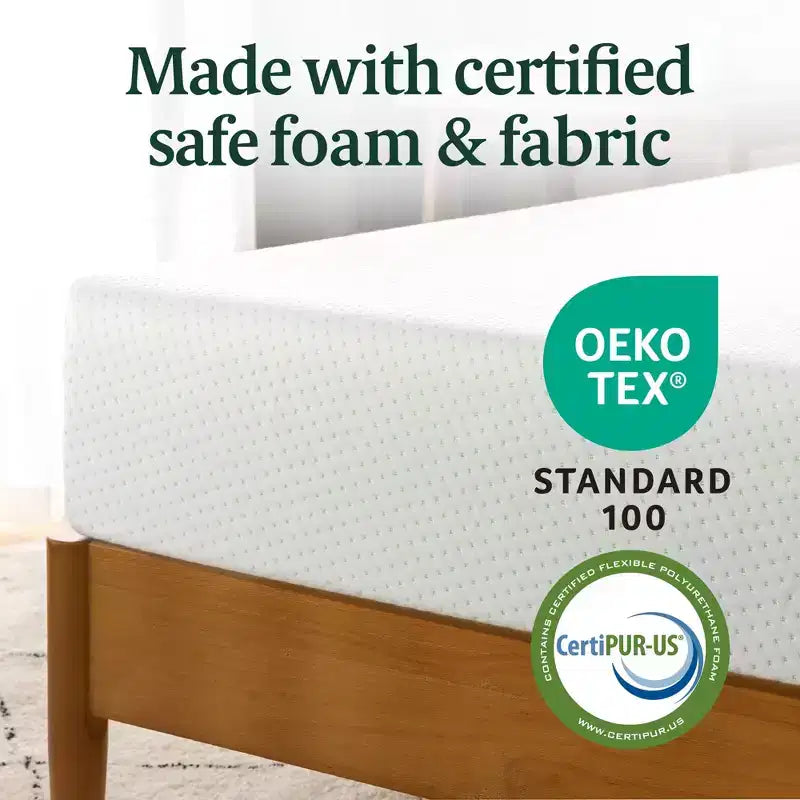 Materasso matrimoniale da 20 cm in memory foam al tè verde, senza fibra di vetro, rigidità media, sollievo dalla pressione zonale, schiume e tessuto certificati sicuri
