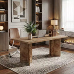 MAYEERTY 63 Farmhouse Wood Executive Desk, Home Office Desk with Large Tabletop