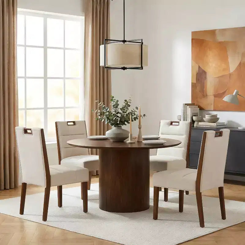 Sedie da pranzo moderne imbottite senza braccioli in legno di gomma