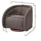 Poltrona Girevole Moderna in Bouclé con Base in Legno Massello