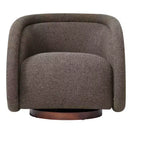 Poltrona Girevole Moderna in Bouclé con Base in Legno Massello