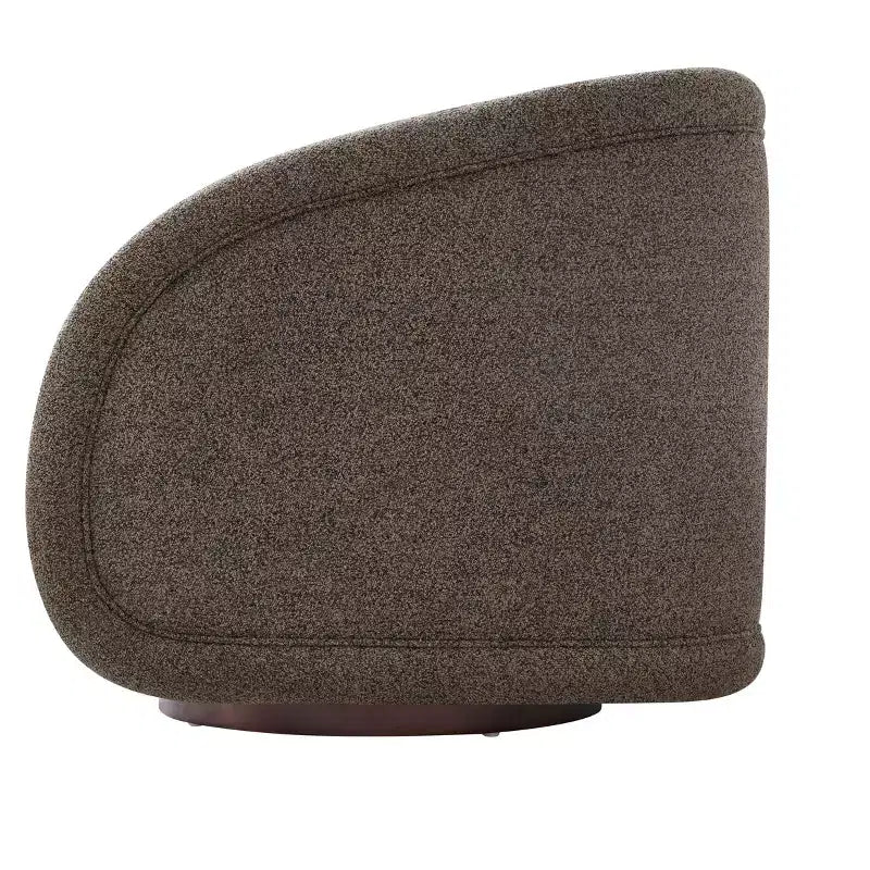 Poltrona Girevole Moderna in Bouclé con Base in Legno Massello