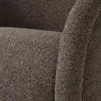 Poltrona Girevole Moderna in Bouclé con Base in Legno Massello