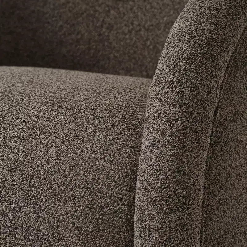 Poltrona Girevole Moderna in Bouclé con Base in Legno Massello