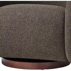 Poltrona Girevole Moderna in Bouclé con Base in Legno Massello