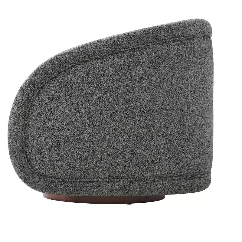 Poltrona Girevole Moderna in Bouclé con Base in Legno Massello
