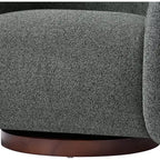 Poltrona Girevole Moderna in Bouclé con Base in Legno Massello