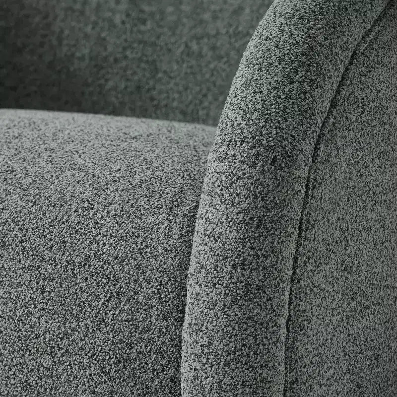 Poltrona Girevole Moderna in Bouclé con Base in Legno Massello