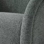 Poltrona Girevole Moderna in Bouclé con Base in Legno Massello