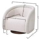 Poltrona Girevole Moderna in Bouclé con Base in Legno Massello