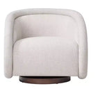 Poltrona Girevole Moderna in Bouclé con Base in Legno Massello
