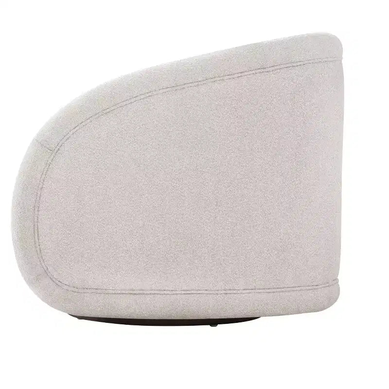 Poltrona Girevole Moderna in Bouclé con Base in Legno Massello