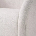 Poltrona Girevole Moderna in Bouclé con Base in Legno Massello