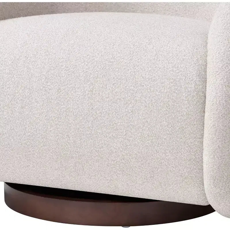 Poltrona Girevole Moderna in Bouclé con Base in Legno Massello