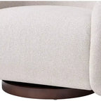 Poltrona Girevole Moderna in Bouclé con Base in Legno Massello