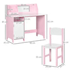 Scrivania e Sedia per Bambini con Lavagna, Grande Mobile Contenitore per Arte e Studio 90x45x85 cm Rosa
