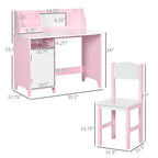 Scrivania e Sedia per Bambini con Lavagna, Grande Mobile Contenitore per Arte e Studio 90x45x85 cm Rosa