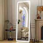 New England Stories LED Full Length Mirror  Dimmable Lighted Floor Mirror with 3 Color Modes & Aluminum Frame
