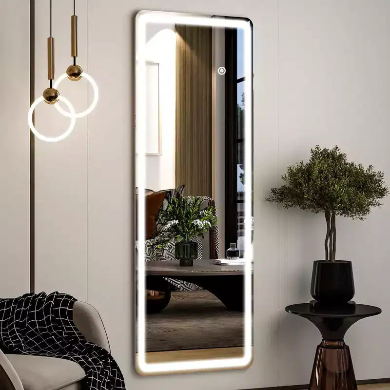 Specchio a figura intera a LED, specchio da terra illuminato dimmerabile con 3 modalità di colore e cornice in alluminio