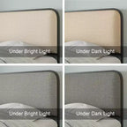Letto a piattaforma in metallo matrimoniale/king size con testiera e pediera imbottite curve, struttura letto in metallo resistente per camera da letto