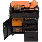 Cassettiera portautensili mobile a 4 cassetti da 34" - Organizzatore da garage in acciaio resistente con scomparto portaoggetti chiudibile a chiave e cassettiera da officina su ruote, nero