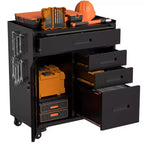 Cassettiera portautensili mobile a 4 cassetti da 34" - Organizzatore da garage in acciaio resistente con scomparto portaoggetti chiudibile a chiave e cassettiera da officina su ruote, nero