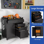 Cassettiera portautensili mobile a 4 cassetti da 34" - Organizzatore da garage in acciaio resistente con scomparto portaoggetti chiudibile a chiave e cassettiera da officina su ruote, nero