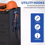 Cassettiera portautensili mobile a 4 cassetti da 34" - Organizzatore da garage in acciaio resistente con scomparto portaoggetti chiudibile a chiave e cassettiera da officina su ruote, nero