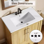 Mobile bagno 75 cm con lavabo e ante ammortizzate - Armadietto indipendente in legno naturale