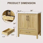 Mobile bagno 75 cm con lavabo e ante ammortizzate - Armadietto indipendente in legno naturale
