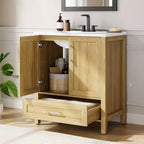 Mobile bagno 75 cm con lavabo e ante ammortizzate - Armadietto indipendente in legno naturale