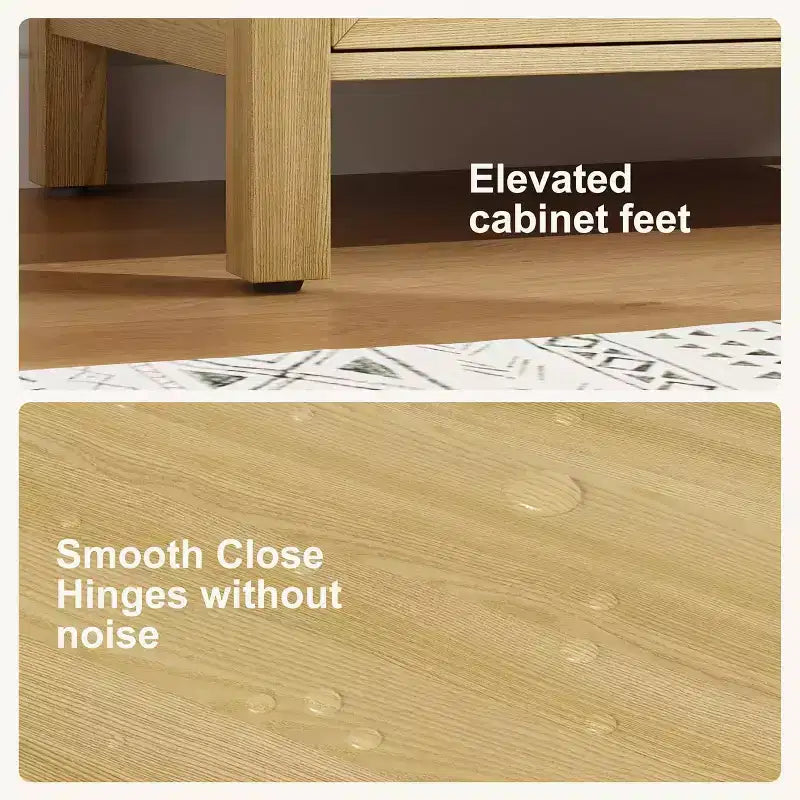 Mobile bagno 75 cm con lavabo e ante ammortizzate - Armadietto indipendente in legno naturale