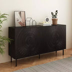 Credenza moderna in legno nero, mobile contenitore da cucina con ripiani regolabili e design dell'anta termoformata, adatta per cucine, nero