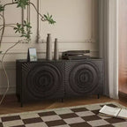 Credenza moderna in legno nero, mobile contenitore da cucina con ripiani regolabili e design dell'anta termoformata, adatta per cucine, nero