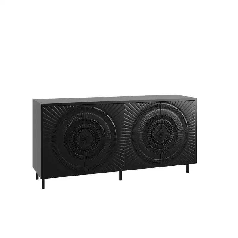 Credenza moderna in legno nero, mobile contenitore da cucina con ripiani regolabili e design dell'anta termoformata, adatta per cucine, nero