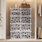 Scarpiera staccabile a 8 ripiani, organizer espandibile da 32 paia con porta per ingresso e camera da letto, bianco