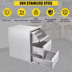 Cassetto da Esterno in Acciaio Inox, Contenitore Antiruggine Resistente alle Intemperie con Guide a Chiusura Ammortizzata per Cucina Barbecue