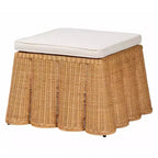 Pouf Smerlato in Rattan Color Miele: Quadrato Imbottito, Nessun Assemblaggio, Poliestere, Compensato