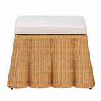 Pouf Smerlato in Rattan Color Miele: Quadrato Imbottito, Nessun Assemblaggio, Poliestere, Compensato