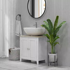 Mobiletto sottopavimento per lavabo da bagno, Unità portaoggetti con taglio a U e ripiano interno regolabile