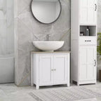 Mobiletto sottopavimento per lavabo da bagno, Unità portaoggetti con taglio a U e ripiano interno regolabile
