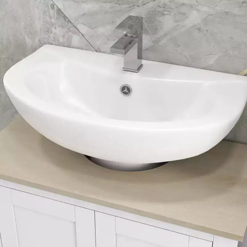 Mobiletto sottopavimento per lavabo da bagno, Unità portaoggetti con taglio a U e ripiano interno regolabile