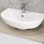 Mobiletto sottopavimento per lavabo da bagno, Unità portaoggetti con taglio a U e ripiano interno regolabile