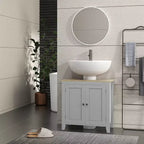 Mobiletto sottopavimento per lavabo da bagno, Unità portaoggetti con taglio a U e ripiano interno regolabile