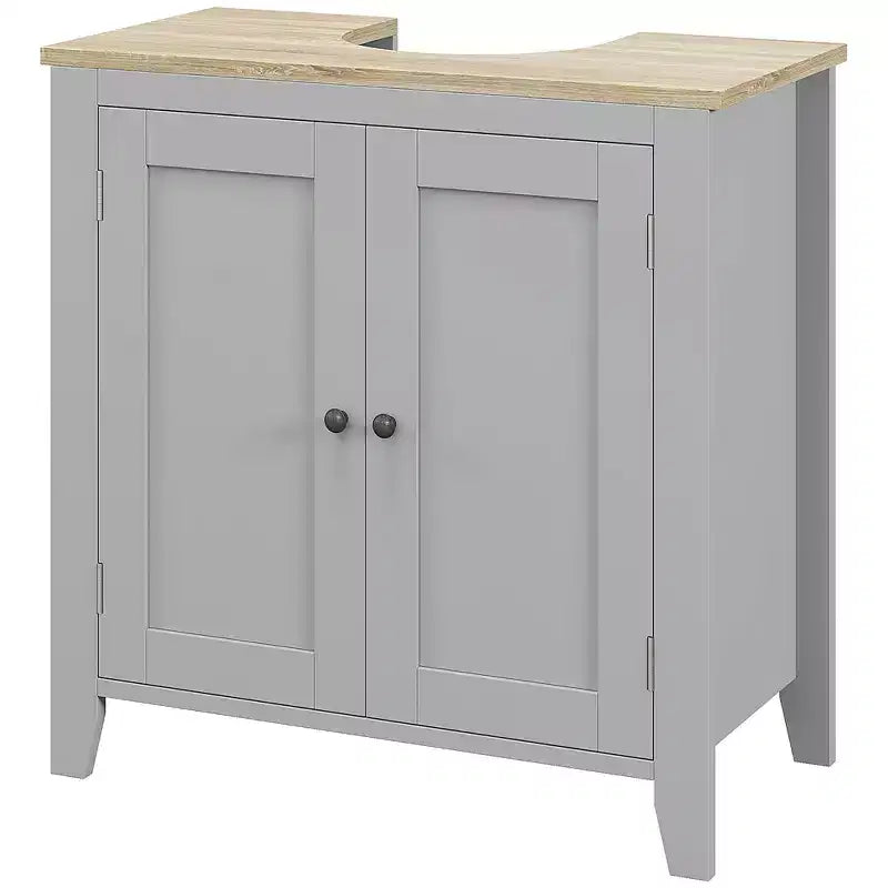 Mobiletto sottopavimento per lavabo da bagno, Unità portaoggetti con taglio a U e ripiano interno regolabile