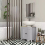 Mobiletto sottopavimento per lavabo da bagno, Unità portaoggetti con taglio a U e ripiano interno regolabile
