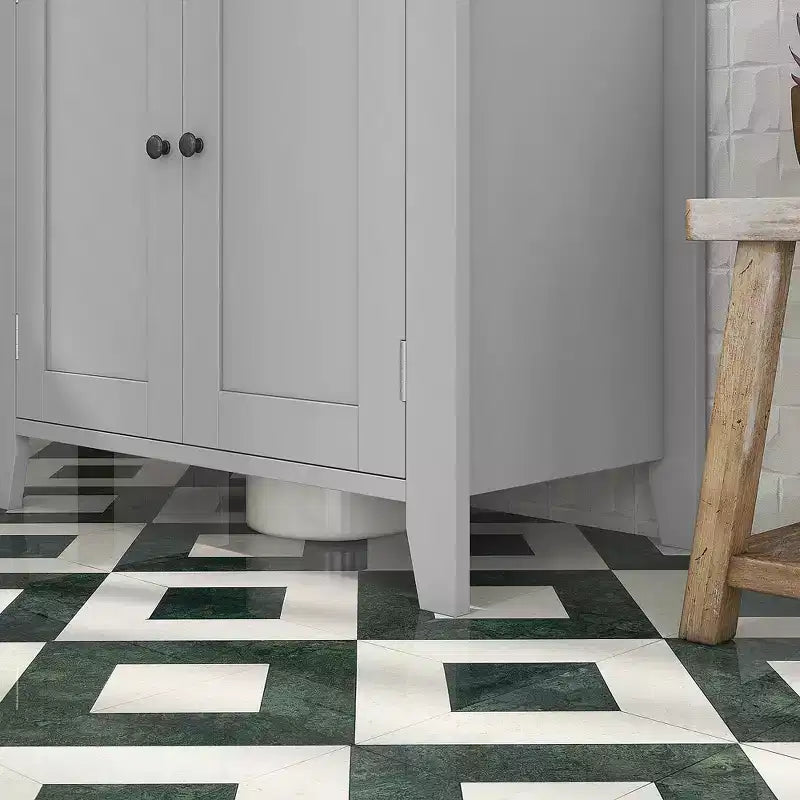 Mobiletto sottopavimento per lavabo da bagno, Unità portaoggetti con taglio a U e ripiano interno regolabile